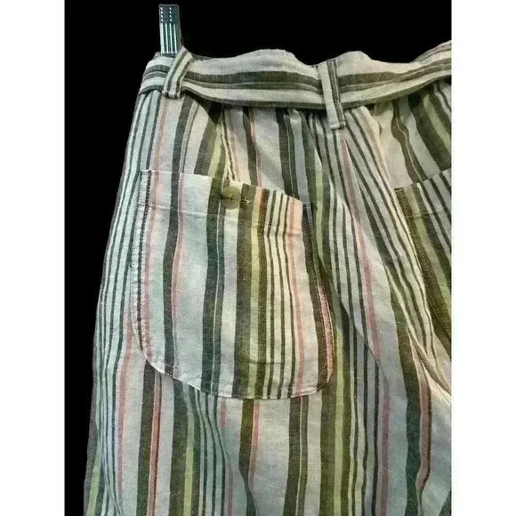 Liz Claiborne Multi Stripe Belted Crop Pants Size M Medium I Seam 22” - Picture 11 of 11